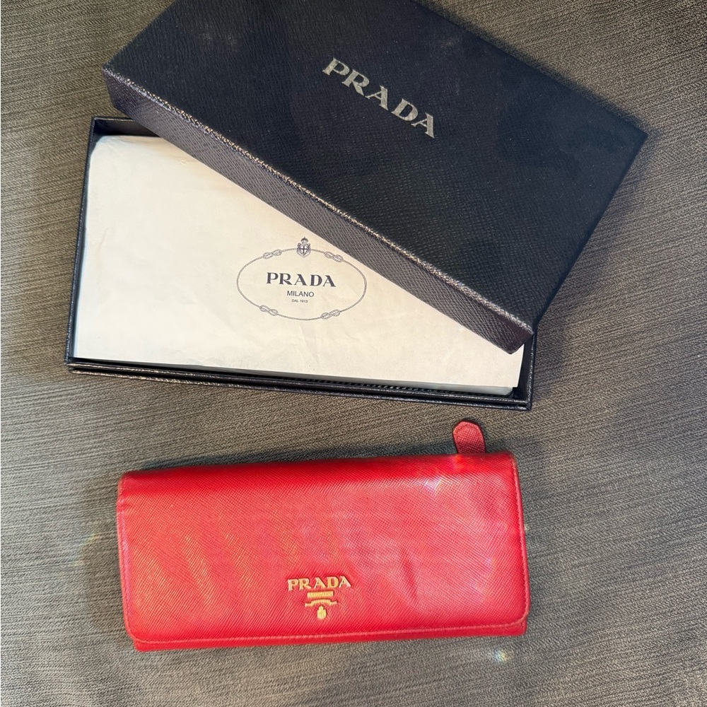 Prada Scarlet Red Leather Wallet